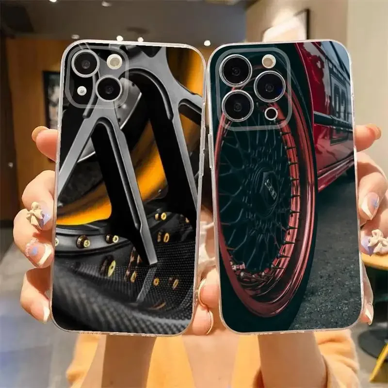 Car Wheels Cool Stuff Phone Case For iPhone 11 12 Mini 13 14 15 Pro XS Max X 8 7 6s Plus 5 SE XR Transparent Shell