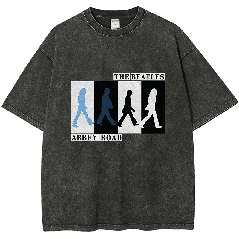 

British Rock Band Graphic T Shirt for Man Women Vintage Washed Print Oversized Short-Sleeved Tees Hip Hop Top Y2k Clothes Summer