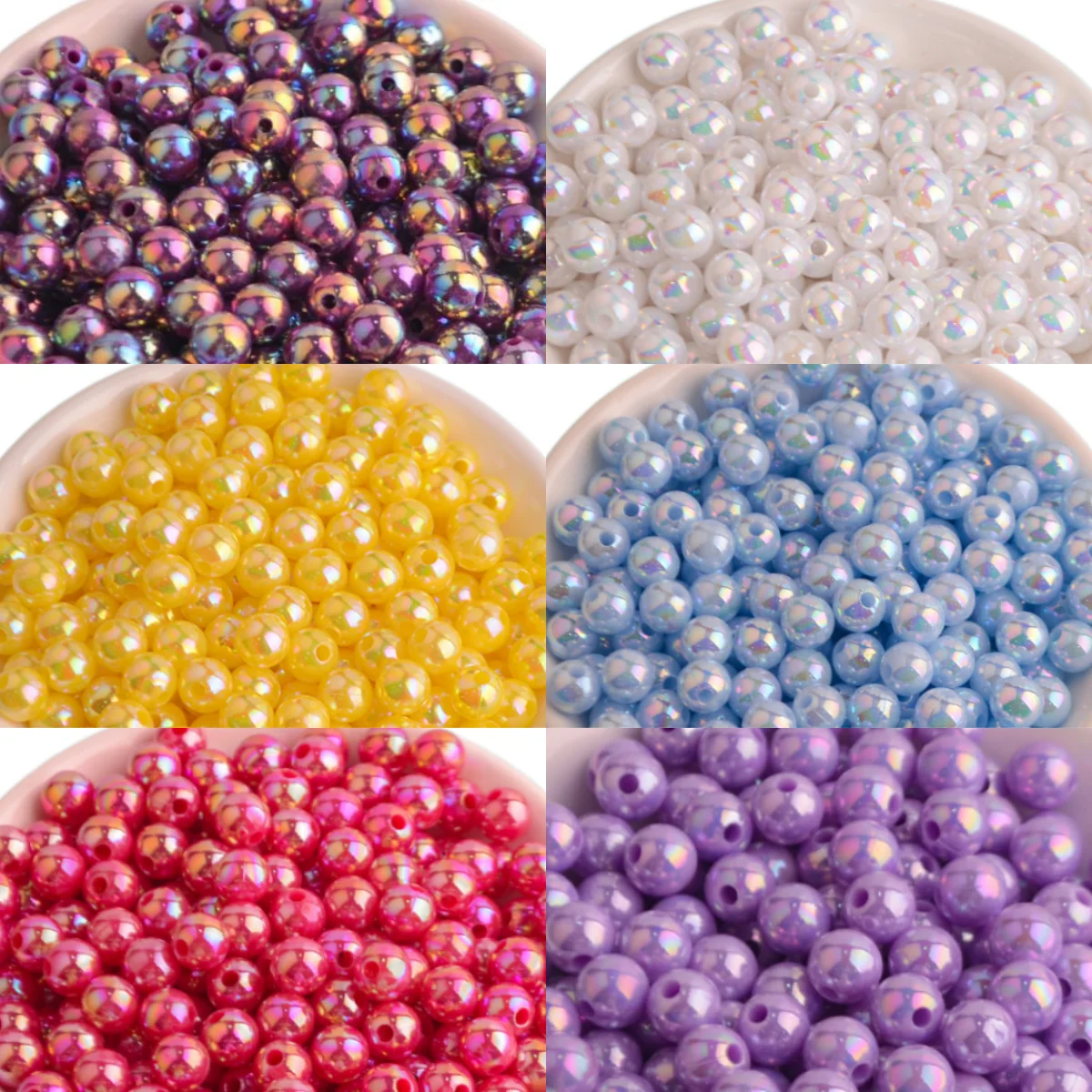 Acrylic beads for jewelry making Macaron solid color AB color beads round beads DIY bead making handmade plastic loose beads