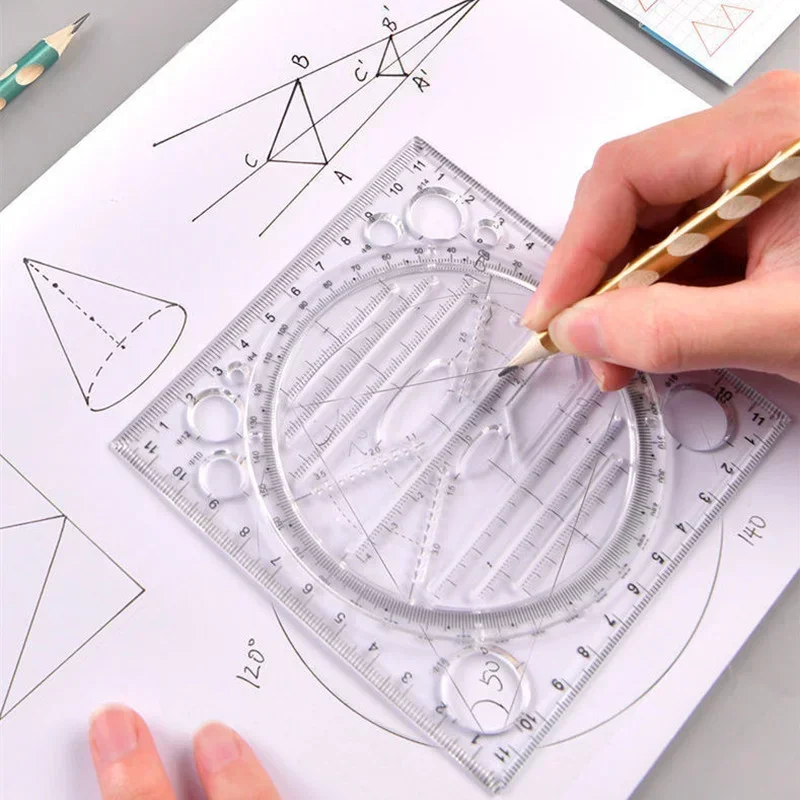 Solid Geometry Drawing Template Ruler Ellipse & Icons Measuring Tool Professional Architect Construction Supplies School Office