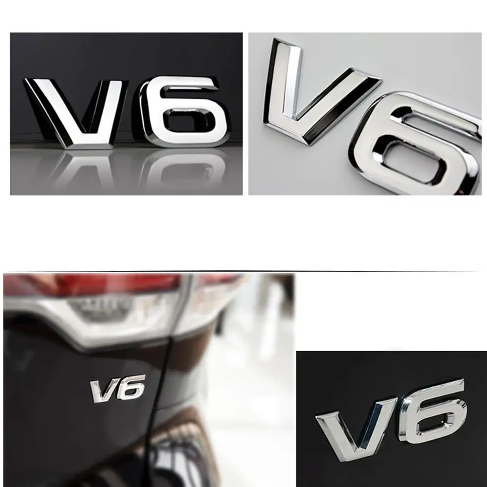 DSYCAR 1Pcs Fashion 3D Metal V6 Engine Display Car Sticker Emblem Badge for Cars Decorative Accessories New