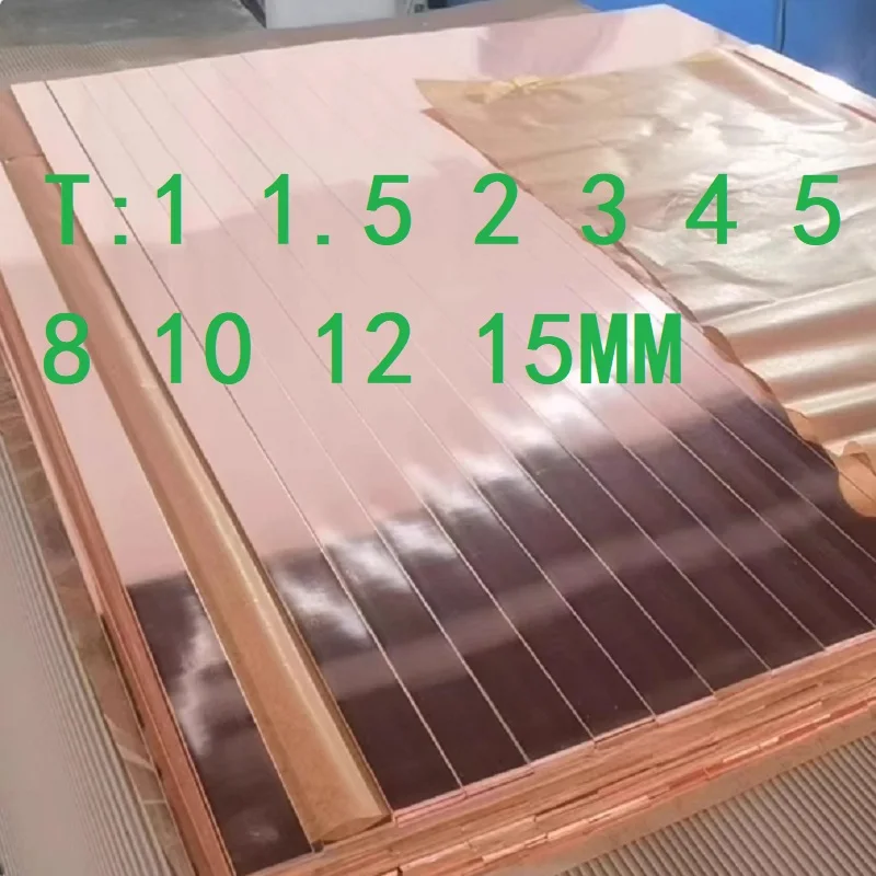 1PC Copper Flat Bar Plate Strip Copper Sheet Plate Solid Length 100 250 500mm