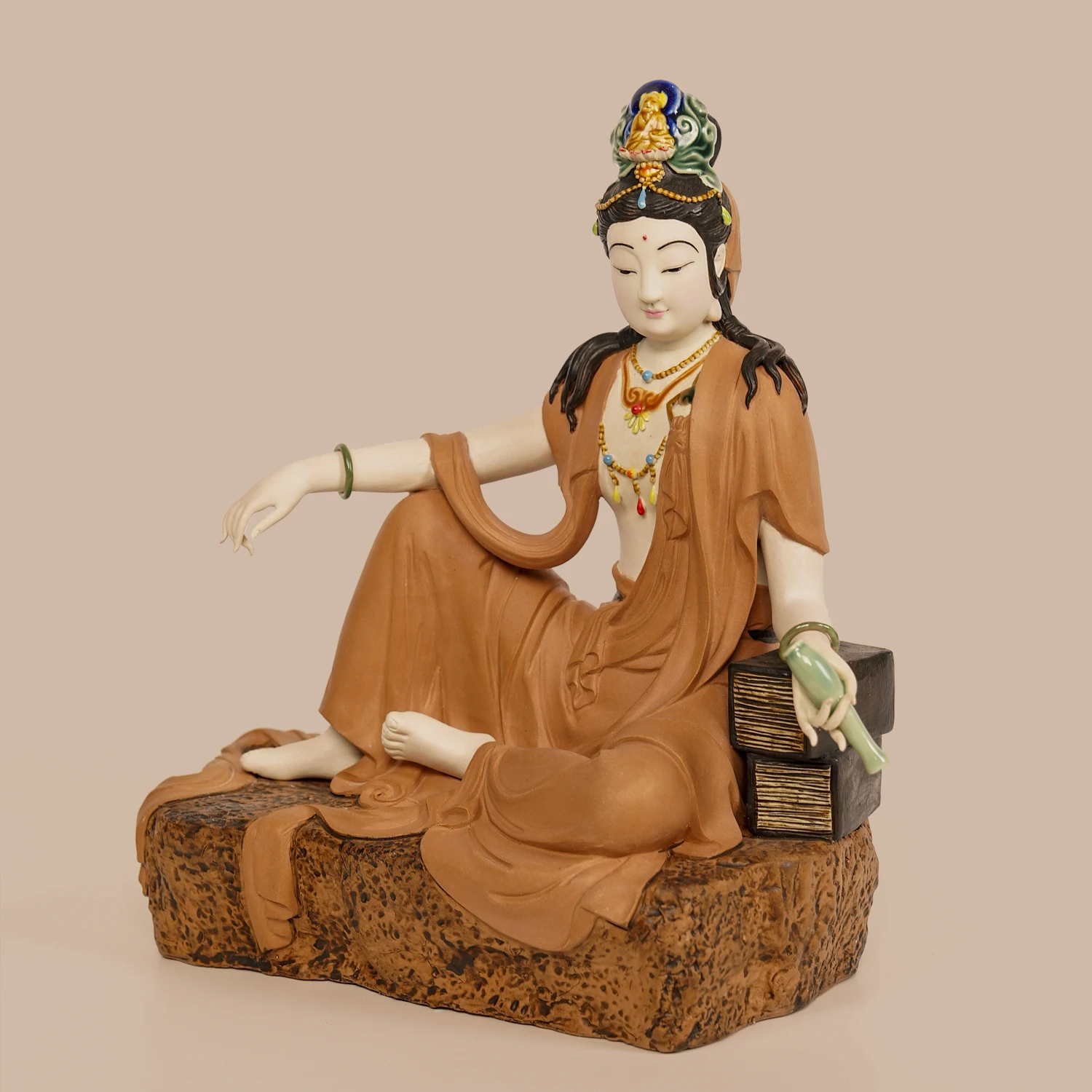 

2025ZW25 Бесплатная ручная роспись Гуаньинь керамическое китайское украшение для дома орнамент на крыльце