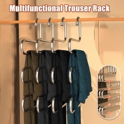 5 Layers Multifunctional Hanger For Pants S Type Space Saving Multilayer Stainless Steel Scarf Rack Storage Clothes Organizer