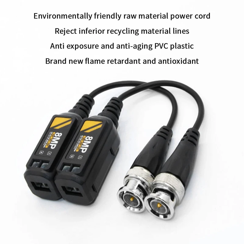 1 Pair Support AHD/CVI/TVI 8MP 4K Camera Cat5e/ Cat6 UTP Cable Connectors Twisted BNC CCTV Video  Passive Transceivers