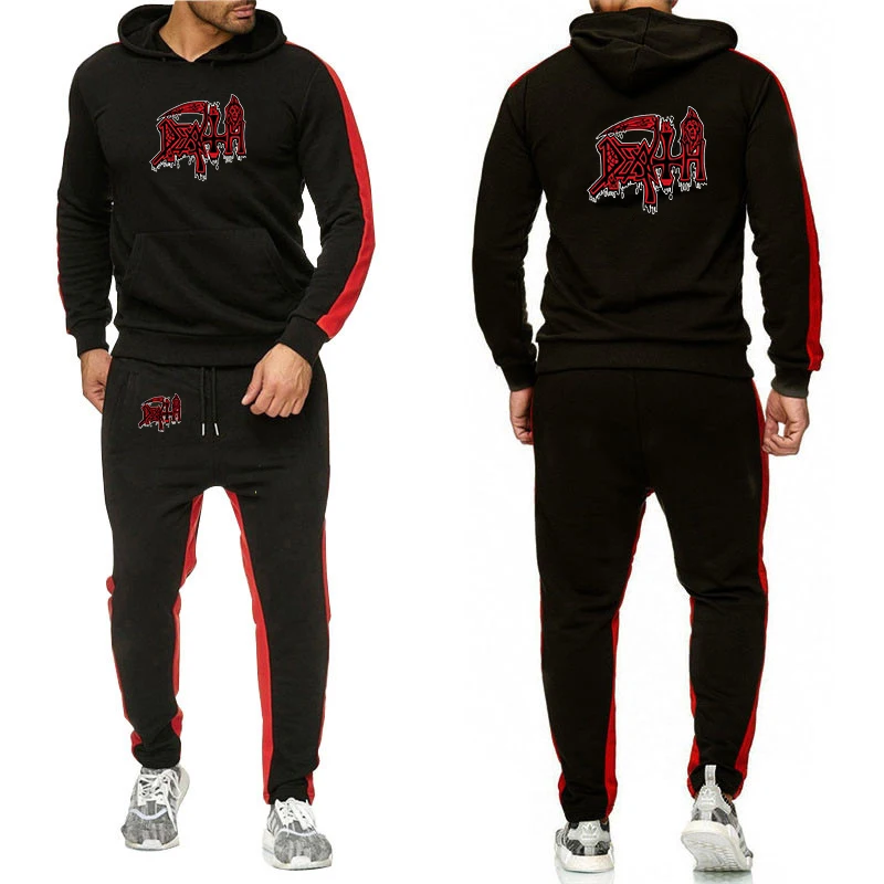

Heavy Metal Rock Band Death Logo Print 2026 Spring And Autumn Men's Popular High-end Luxury Hoodies Drawstring Pants Suits