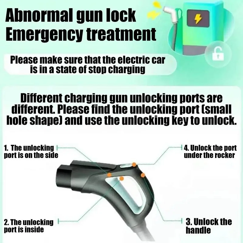EV DC Charger Gun Emergency Release Key Anti-Stuck Unlock Tool for Electric Vehicle Charging Port Maintenance