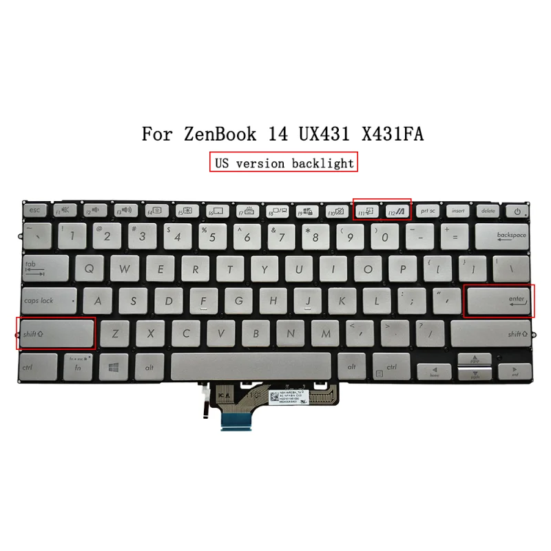 US Thai Hebrew English Laptop Backlit Keyboard For ASUS Vivobook S431 S431FA ZenBook UX431 UM431 UM431DA UX431FL FA 9Z.NFKBN.C0H