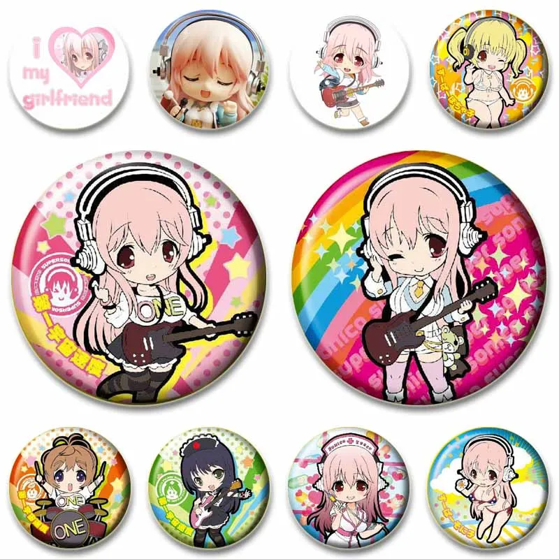 Anime Game Super S-Sonico Lapel Pins Cute Cartoon Character Brooches Jewelry Badges for Clothes Backpack Gifts for Kids Friends