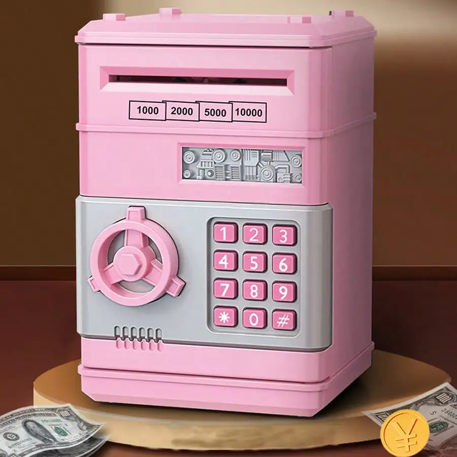 Kids Mini ATM Piggy Bank,Electronic Cash Coin Saving Money Box,Simulation ATM Savings Bank Toy,Fun Educational Money‑Management Toy,Great Birthday Holiday Gift for Boys Girls Ages 3‑12