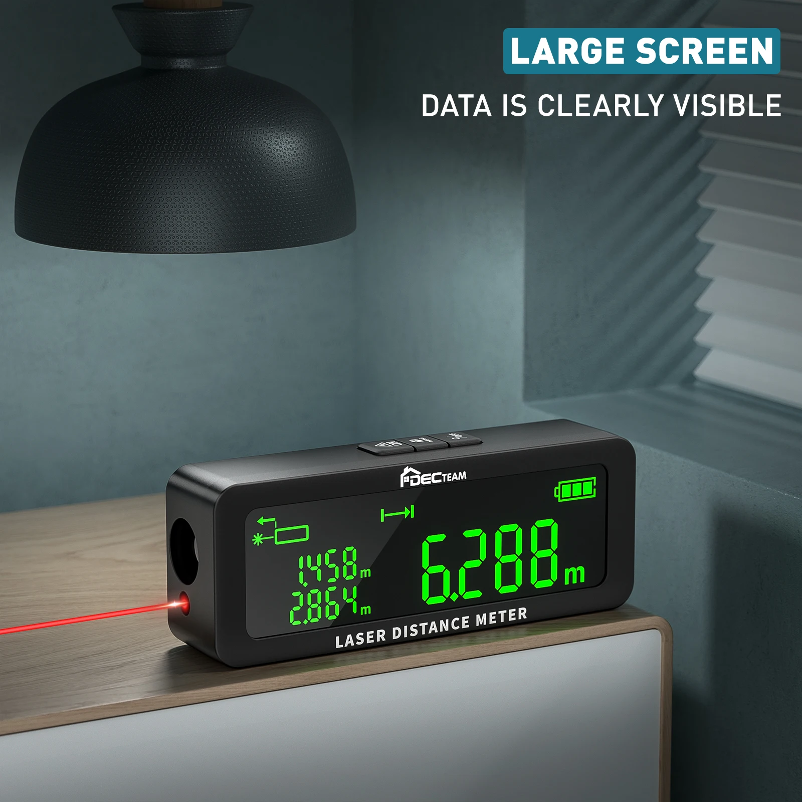 Imagem -05 - Decteam-telêmetro a Laser com Display Lcd e Ângulo Múltiplo Medidor de Distância Área Ferramenta de Medição de Volume 165 Pés 50m