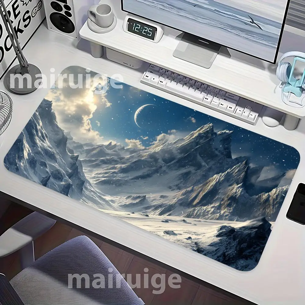 

Snow Mountain Scenery Mouse Pad Large Computer Office Game Table Mat XXL Rubber Anti-slip Stitched Keyboard Mats Long Desk Pads