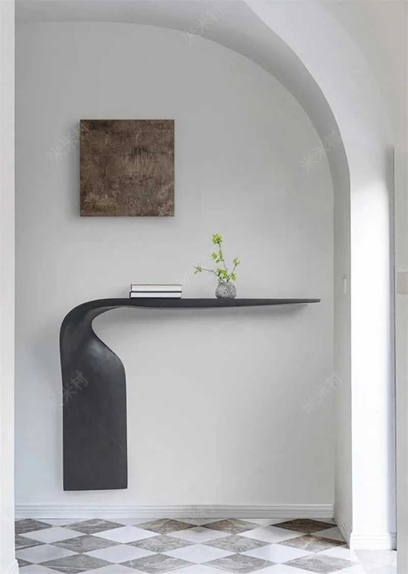 Simple Art Console Table Creative Entrance Furniture Console High-grade Special-shaped Solid Wood Wall Nordic Decorative Table E