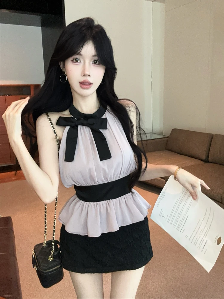 Ele violet ter Ne bustier tubulaire femmes été haut de gamme Svel Strapl Unique beau chemisier en mousseline de soie ort Sle