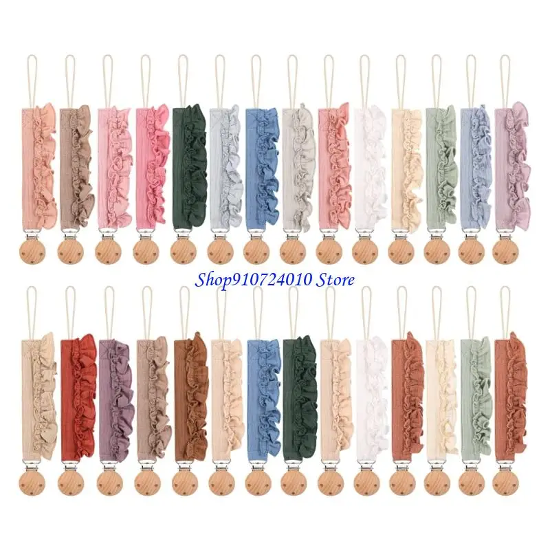 

77HD User Friendly Baby Pacifier Holder Chain Gentle On Skin Anti Loss Stylish Lace Trim Portable Nursing Essential 4Pcs