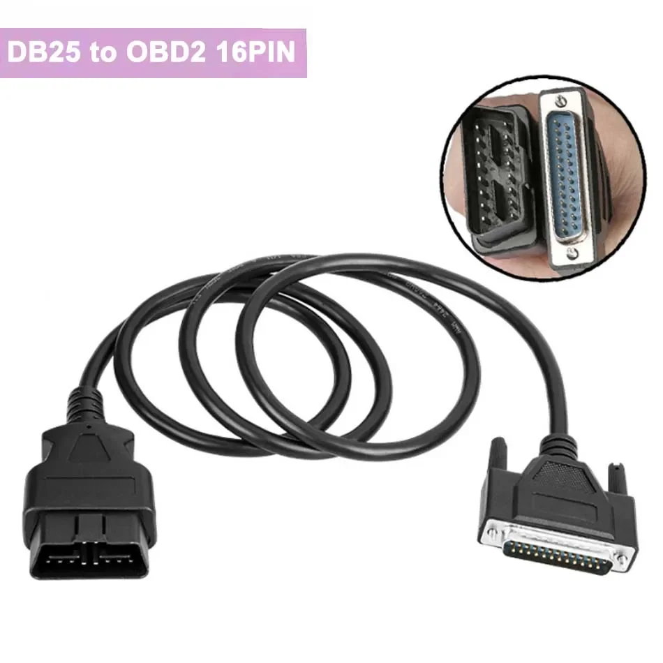 1 Meter Long Male OBD2 16Pin To DB25 Male Extension Cable 16PIN To DB 25PIN OBD Adapter Wire for Car Diagnostic Tool Scanner