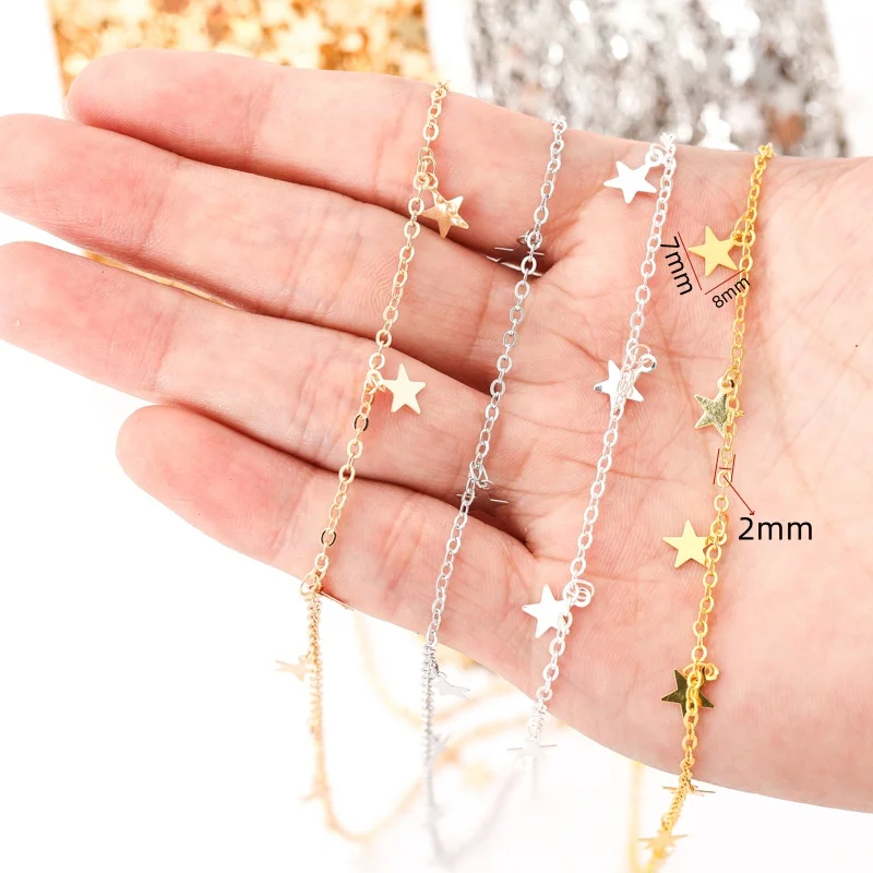 1meter/str Chain Copper star Chain Iron chains for Bracelet Necklace Anklet chains DIY Handmade Jewelry Making Y25