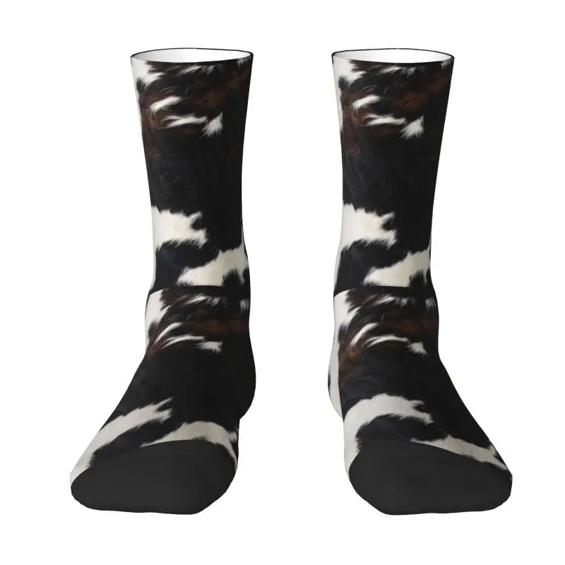 Cool Cowhide Leather Texture Socks Men Women Warm 3D Print Sports Football Socks