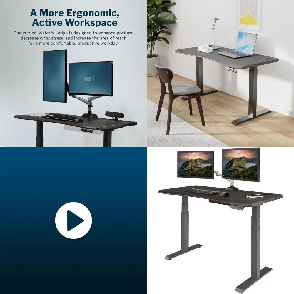 

Электрический стол с двумя моторами 54x26 дюймов - регулируемый по высоте стол для работы сидя и стоя с изогнутыми краями, 4 позиции памяти, простая сборка, кабельный монтаж