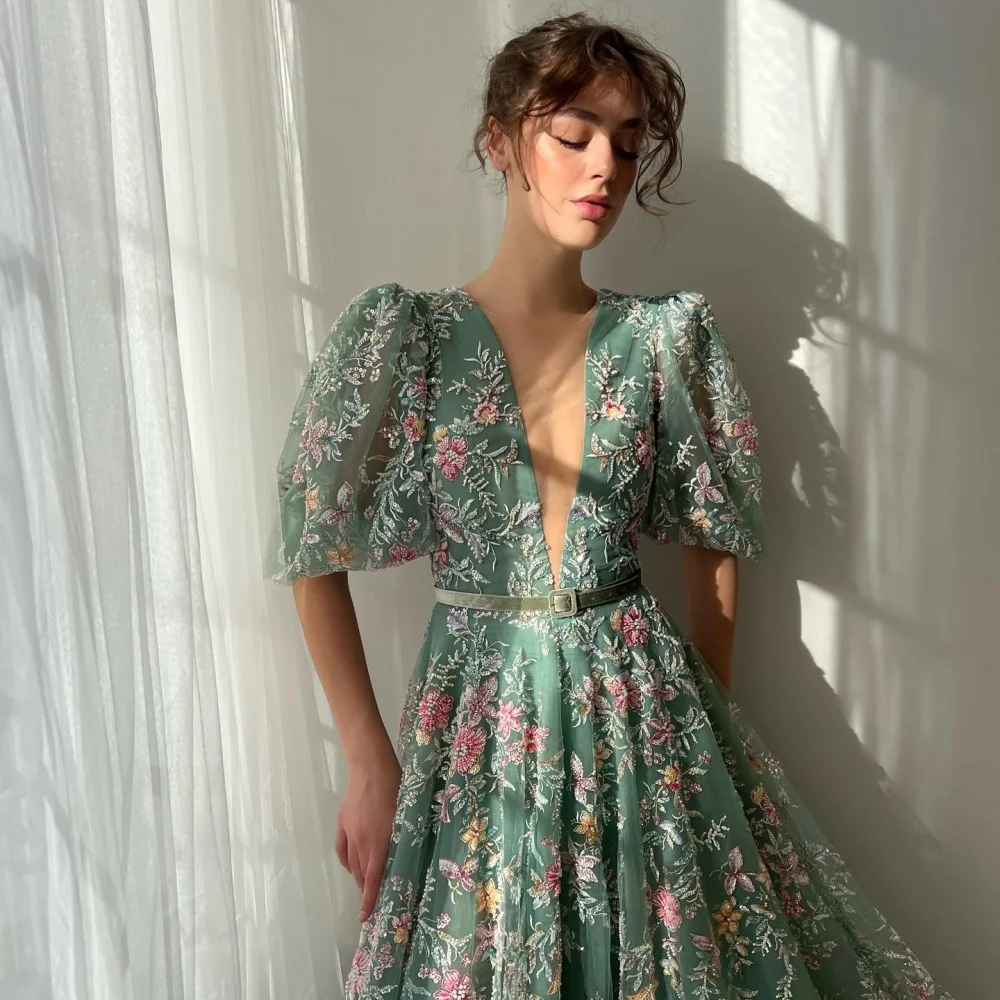 Contessa Dubai Bianco con spalle scoperte Fiori 3D Abiti da ballo Treno staccabile Personalizzato فساتmaveraة Sweep Train robes de soirée