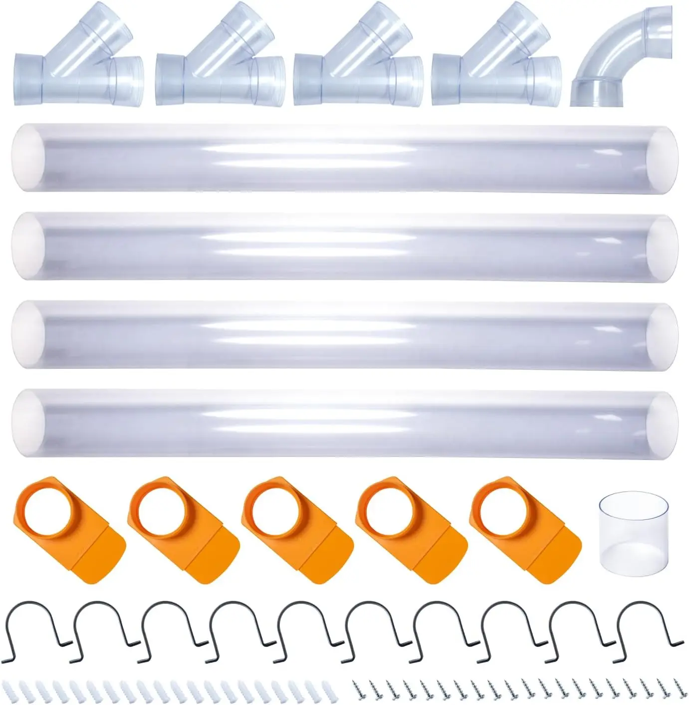 70306 4 Inch Dust Collection Fittings Network with Dust Hose Splice, Blast Gates, Pipes, 90-Degree Elbow Connector, Y-fittings, Mounting Brackets