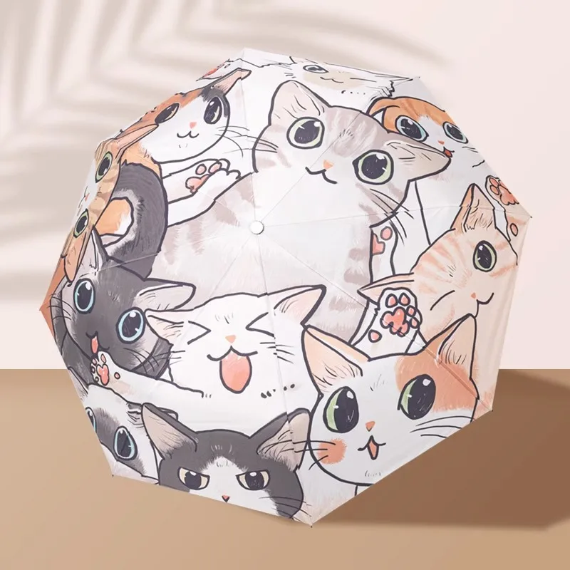Cat Umbrella Cartoon Smart Full Automatic Folding Sun Umbrella Strong Stand Windproof Paraplu
