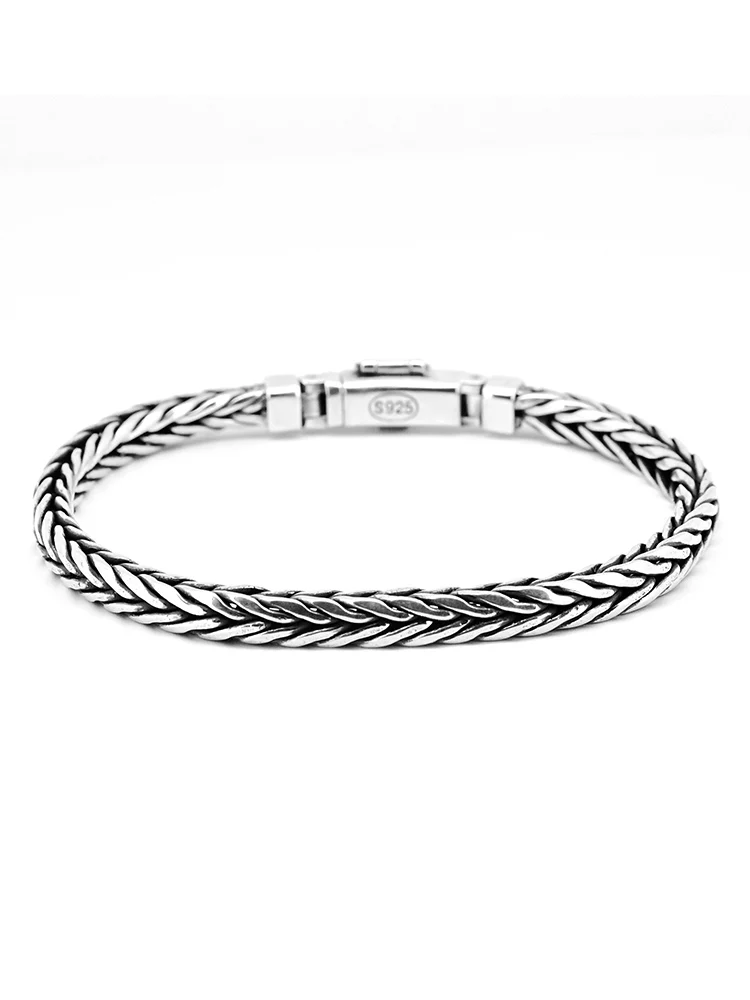 S925 Sterling Silve Twisted Armbänder Für Männer Hip Hop Handgemachte Exquisite Einzigartige Mode Schmuck Geschenk Fabrik Preis – Detail 13