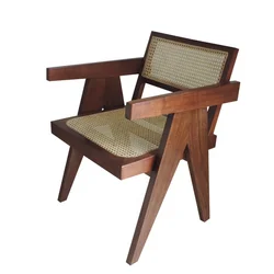 Good price Brown Finished V Leg Office Wood Rattan Cane Chair For Dining Room Set