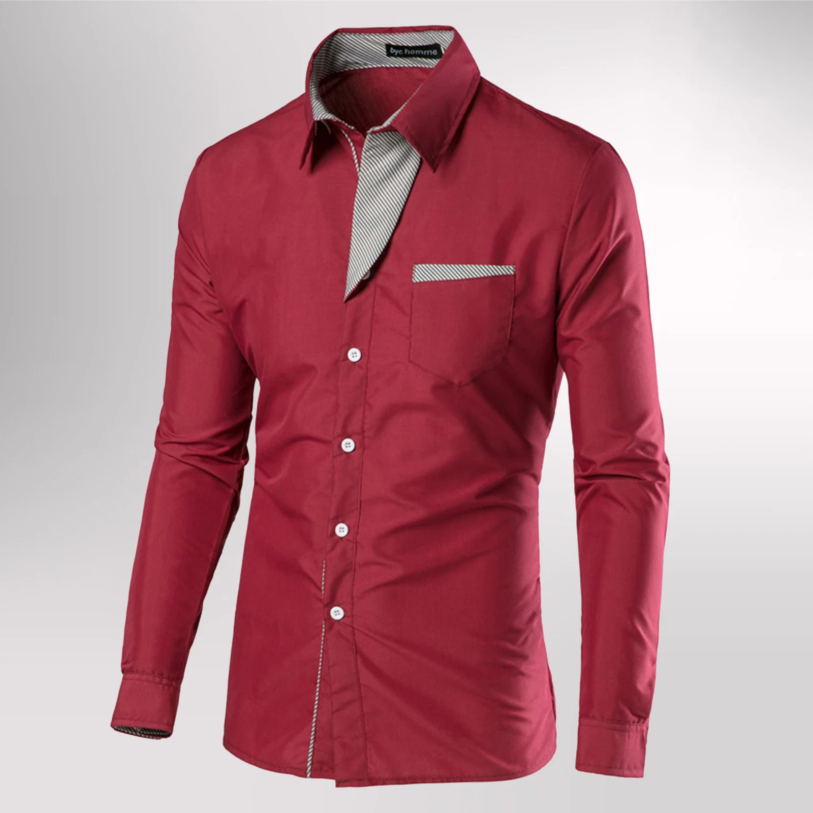 Chemise Coupe Cintrée à Manches sulfpour Homme, Bloc de Documents, Couleur Unie, pour Mariage, Travail, Réunion, Bureau, Formel