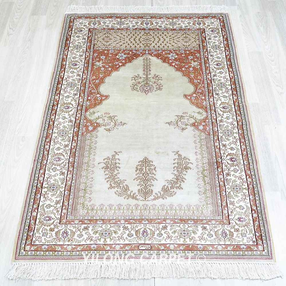 91x152cm Turkish Silk Carpet Exquisite Wholesale Handmade Prayer Rugs (HF257B)