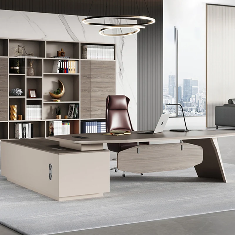 يتميز مكتب حديث مع الرئيس التنفيذي على شكل حرف L وأثاث مكتبي حديث #3