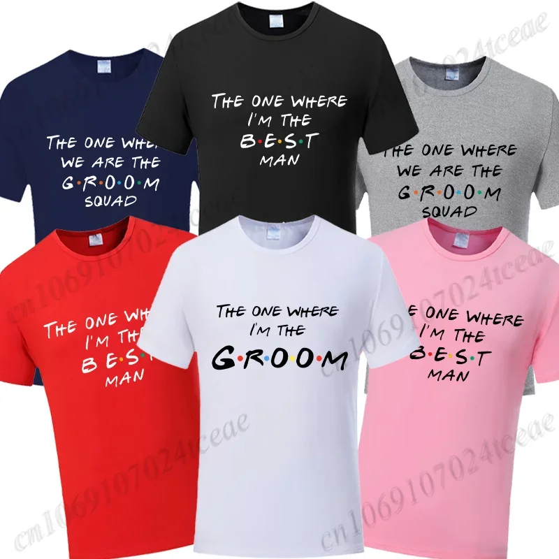 Groom Squad Best Man T-shirt Groom's Team Tees Fashion Graphic Friends Single Farewell Bachelor Party Shirt Engaged Wedding Tops