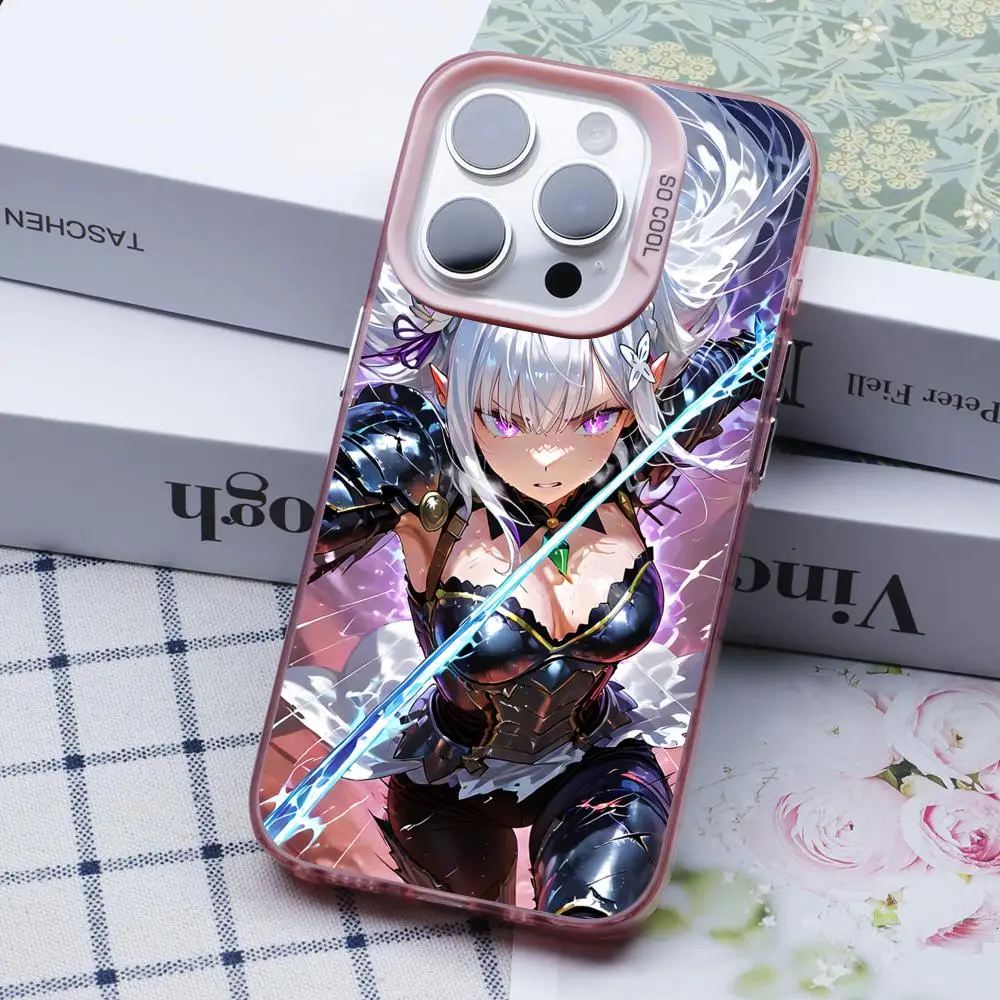 

Чехол для телефона ReZero Emilia Waifu, розовый, полупрозрачный, для iPhone 17 16 15 14 13 12 11 X XR XS Air Pro Max Plus, цветной