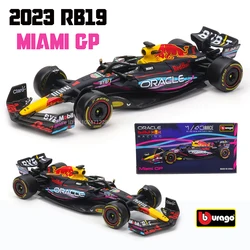 ブラーゴ-ディーキャスト合金カーモデル玩具、1:43、f1レッドブルレース、タグheuer、rb19、ami gp 2023、verstappen 11、perez