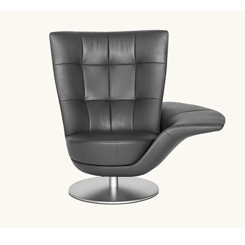 Leather leisure chair 360 degree rotating armrest integrated chair