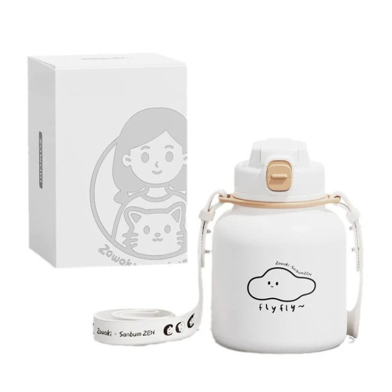 Stainless steel thermos cup High value girls cup Children and students Large capacity Internet celebrity thermos pot