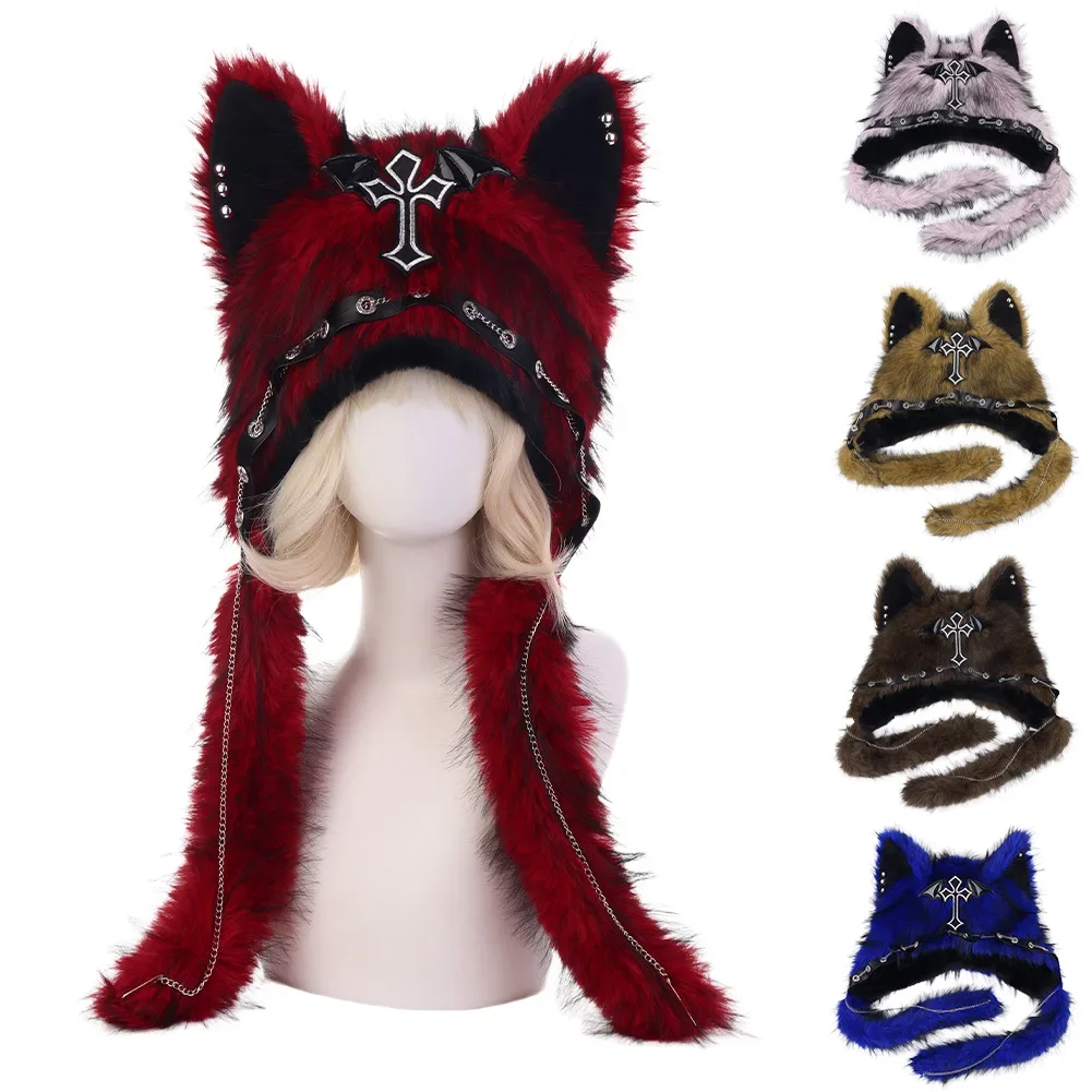 Halloween Party Gothic Headband Big Ram Horns Skull Devil Hair Accessory Red Rose