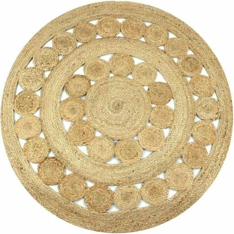 Rug Jute Round 100% Natural Home Living Room Stylish Braided Reversible Modern Rustic Rugs for Bedroom Carpets for Living Room