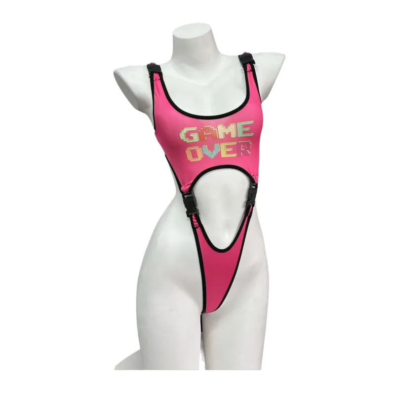 

Sexy Bodysuit For E-sports Girls Sweet And Alluring High-elasticity Printed High-cut Bikini Three-piece Set Bodysuits Charm NB3L