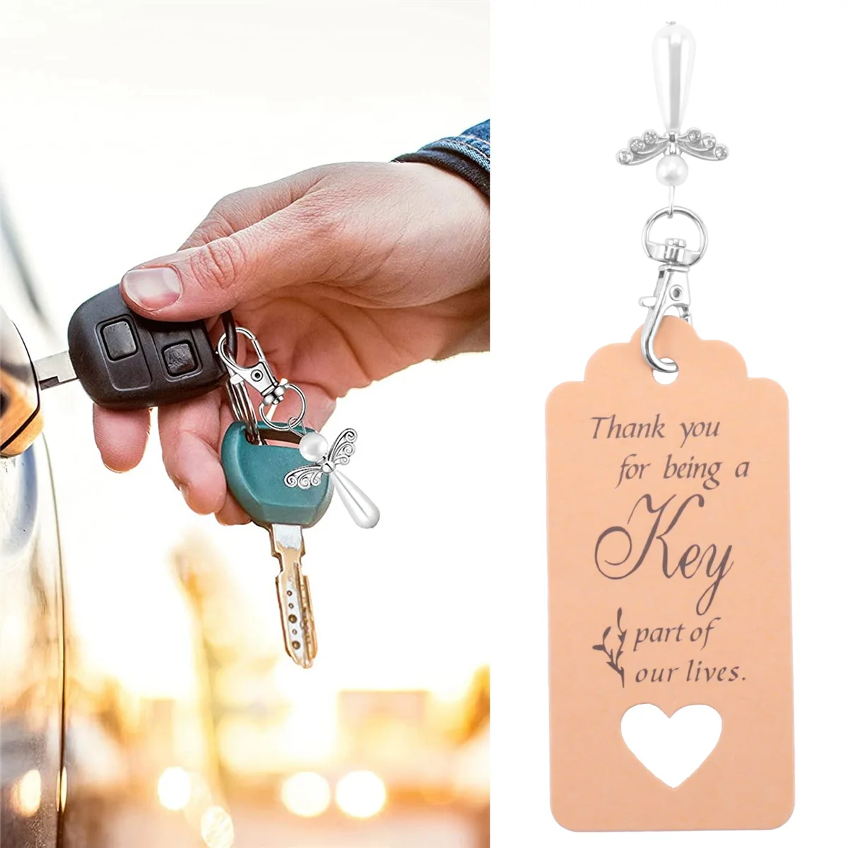 Angel Keychain Thank You Gift 20Pcs Thank You Gift Angel Keychains Wedding Favors Guardian Angel for Baby Shower Birthday Giveaw