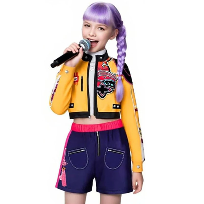 جديد K-POP شيطان هنتر تأثيري فتاة زي رومي مجموعة هالوين زي الأطفال البوب المغني 3 قطعة مجموعة #2