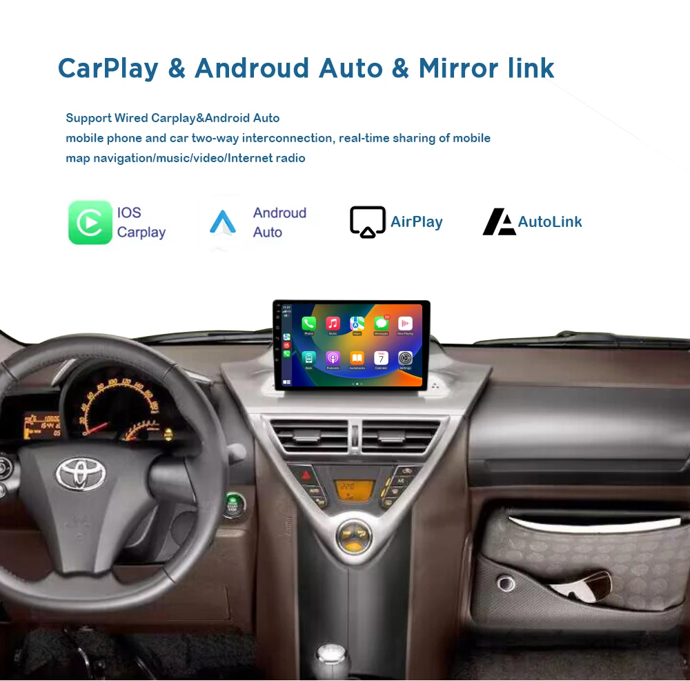Linux-System für Toyota IQ Scion IQ 2008 - 2016 für Autoradio, Telefonverbindung, CarPlay, Kartennavigation, Autoradio, GPS, Bluetooth