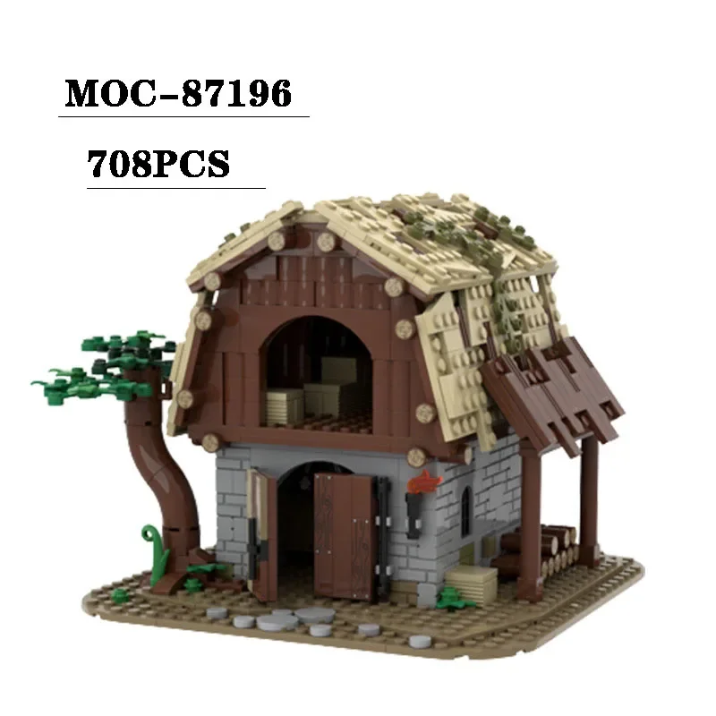 

Building Block MOC-87196 Warehouse Medieval Architecture Castle Model 708PCS Adult and Children's Birthday Christmas Toy Gifts