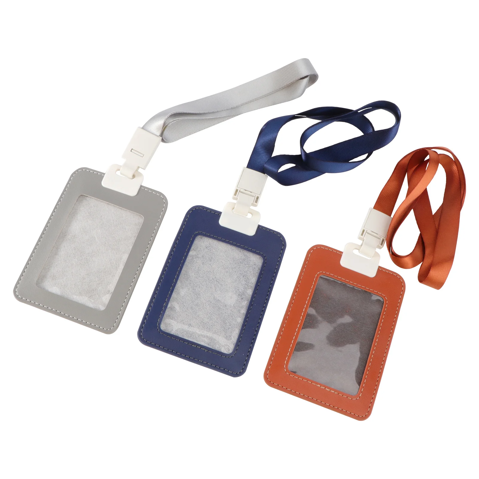 

3Pcs Card Holder Vertical Id Badge Case Pass Pouch Clear Window Business Card Organizer Holder