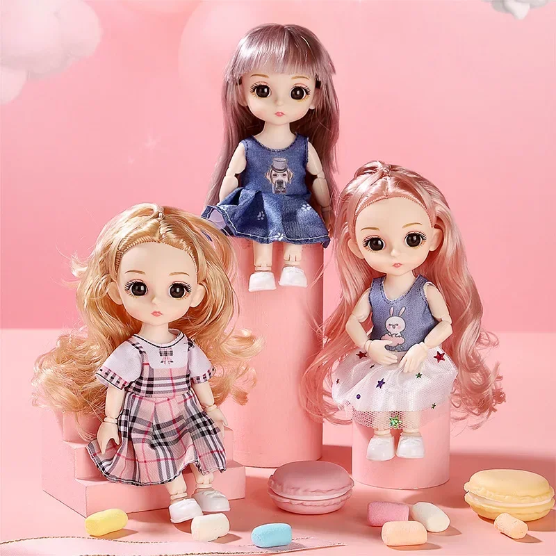 16cm 1/12 BJD Doll with Clothes Shoes DIY Dress Up Movable 26 Joints Cute Sweet Face Girl Gift Child Toys Princess Doll for Kids