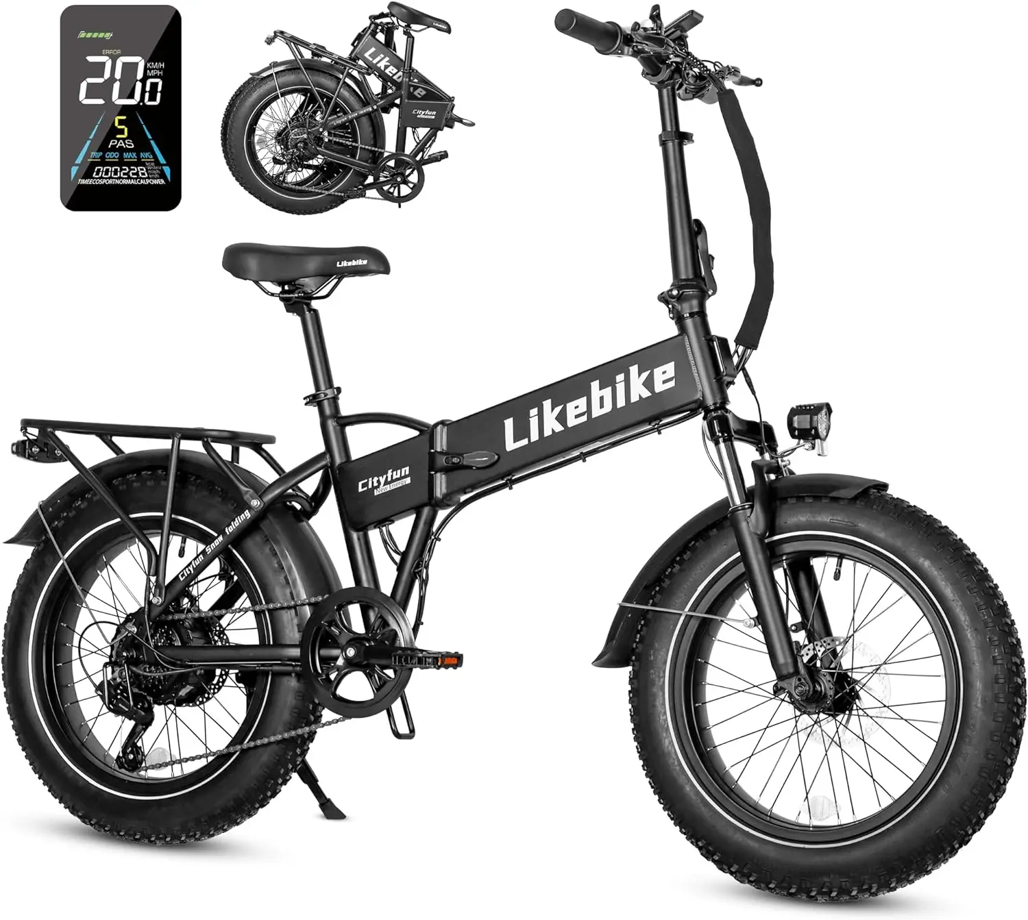 

Electric Bike for Adults with 500W Motor (Peak 720W),20" 4.0 Fat Tire Ebike,48V 10.4Ah Removable Battery UL 2849 Certified