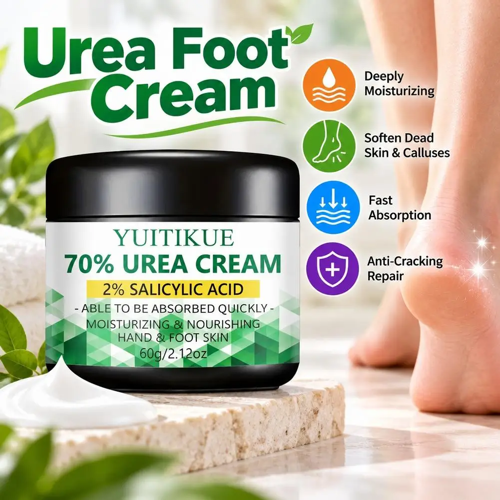Intensive Hydration Softening Cream for Dry Cracked Feet Heels Elbows Knees Hands Callus Remover Urea Cream with Salicylic Acid