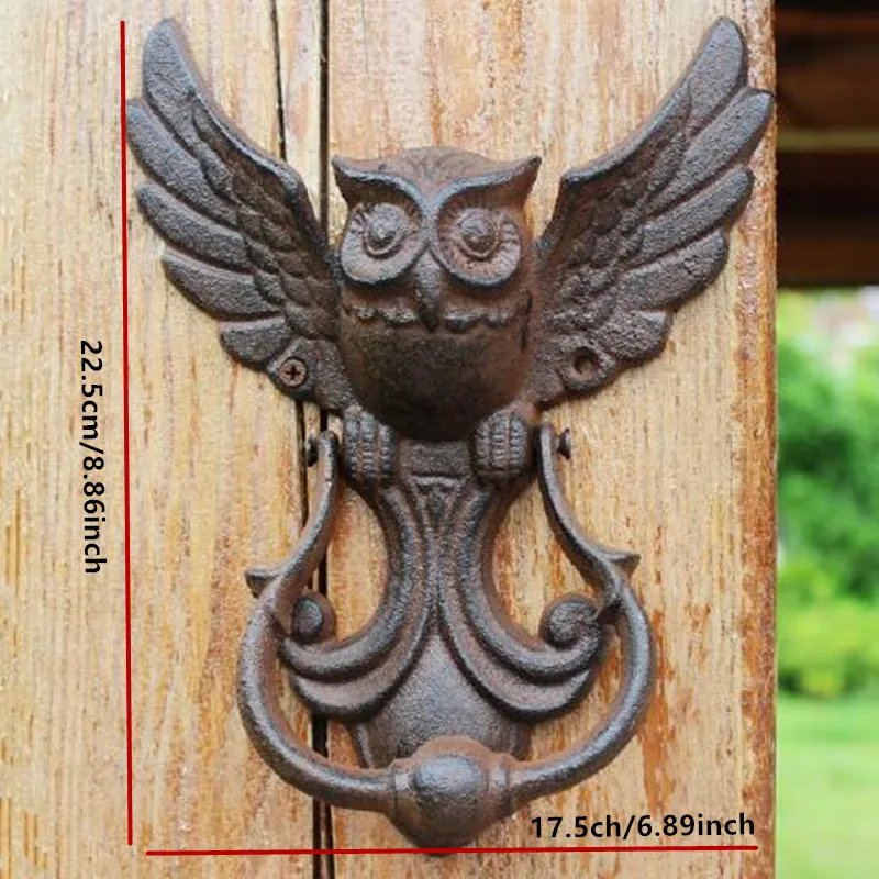 Outdoor door handle Wall accessories Decorative handle Wooden door Cast iron vintage owl door knock handle patio