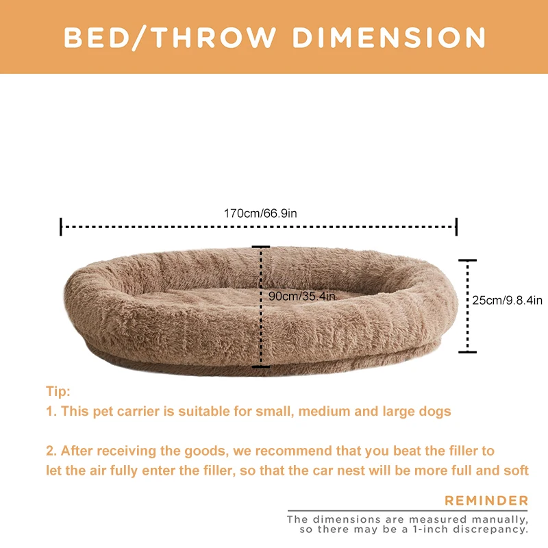 Luxury Large Dog Bed Sleep Deeper Human Dog Bed Soft Sponge Plush Designer Dog Products Detachable and Washable OEM Dropshipping