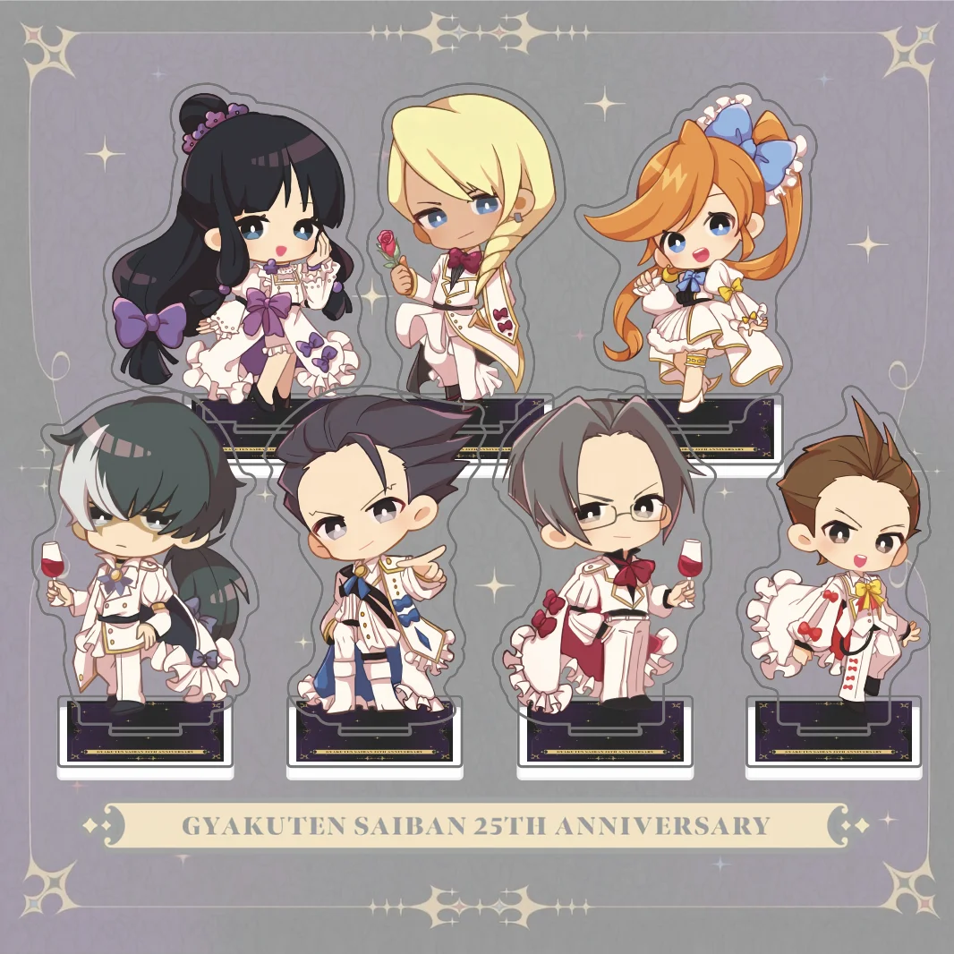 Acrylic Stand: Ace Attorney 25th Anniversary Ver, Phoenix Wright Miles Edgeworth Anime Figure, Desktop Display Bag Keychain Gift